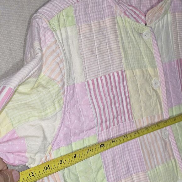 Handmade Quilted Patchwork Feeding Jacket Women's Size Medium Pink Pastel Green - Picture 10 of 16